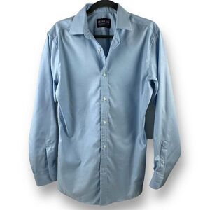 MTailor Men’s Size L Long Sleeve Dress Shirt‎ Light Blue 100% Cotton